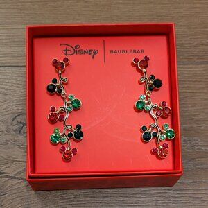 Disney x Baublebar Holiday Earrings Mickey Christmas Lights EUCGreen Red Gold